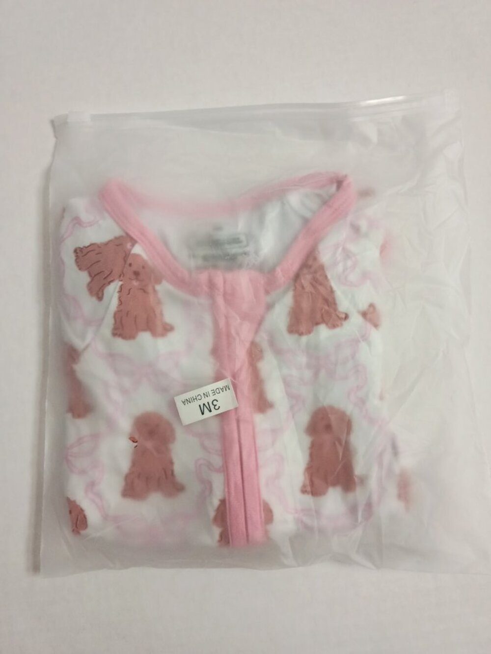 Bamboo Puppy Bow Zippy Romper 3M | 2 Way Zip Pajamas | Soft Stretch - Picture 4 of 4